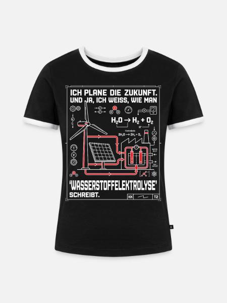 Ingenieur Plan Wasserstoffelektrolyse - Frauen Kontrast-T-Shirt - Schwarz/Weiß