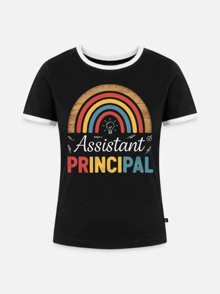 Assistant Principal Regenbogen Lineal Retro - Frauen Kontrast-T-Shirt - Schwarz/Weiß