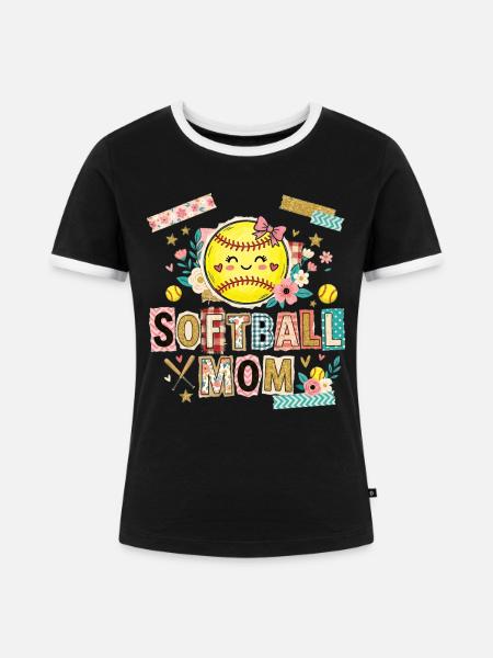 Lösegeldbrief Softball-Mama Mutter - Frauen Kontrast-T-Shirt - Schwarz/Weiß