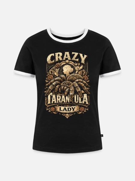Vogelspinne Crazy Tarantula Lady - Frauen Kontrast-T-Shirt - Schwarz/Weiß