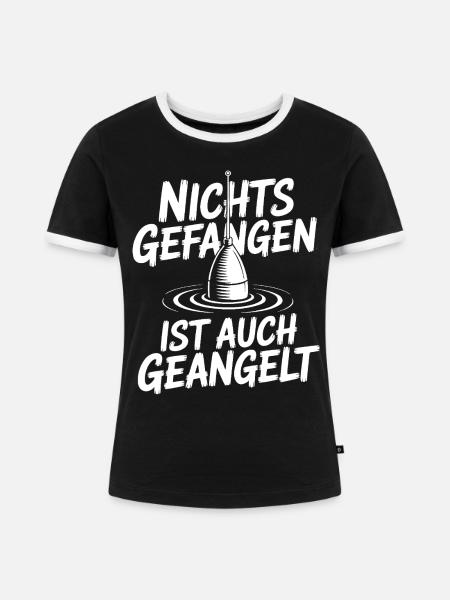 Angeln Spaß Motiv - Frauen Kontrast-T-Shirt - Schwarz/Weiß