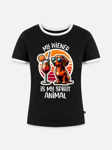 Dackel Cocktail - Frauen Kontrast-T-Shirt - Schwarz/Weiß