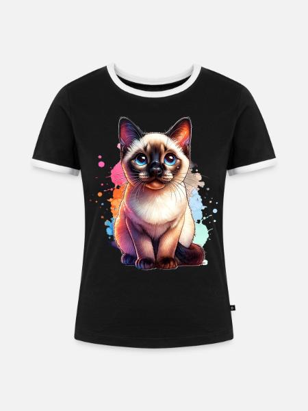 Siamkatze Geschenk - Frauen Kontrast-T-Shirt - Schwarz/Weiß