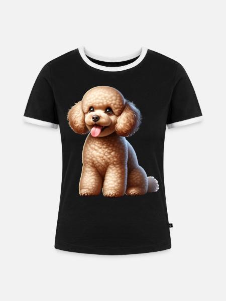 Pudel - Frauen Kontrast-T-Shirt - Schwarz/Weiß