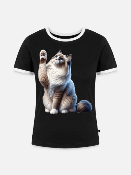 Ragdoll Katze Ragdoll Cat - Frauen Kontrast-T-Shirt - Schwarz/Weiß