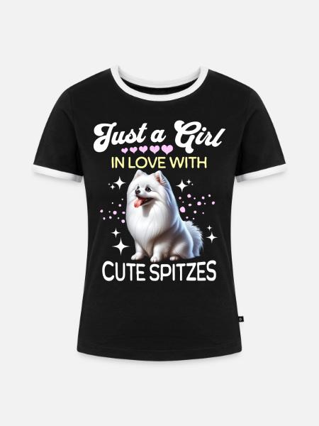 Spitz Zwergspitz Mädchen - Frauen Kontrast-T-Shirt - Schwarz/Weiß