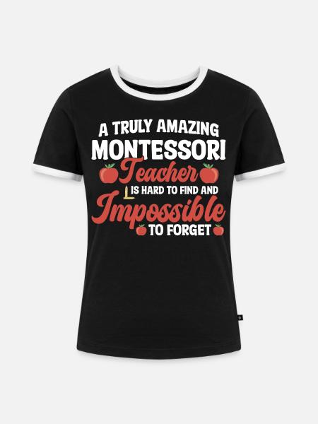 Montessori-Methode-Schulmitarbeiter Montessori - Frauen Kontrast-T-Shirt - Schwarz/Weiß