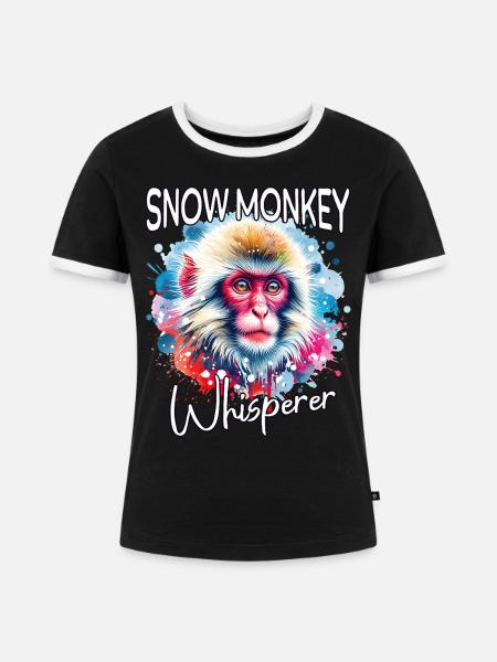 Schneeaffe Flüsterer - Frauen Kontrast-T-Shirt - Schwarz/Weiß