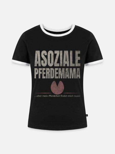 Asoziale Pferdemama Pferdchen - Frauen Kontrast-T-Shirt - Schwarz/Weiß
