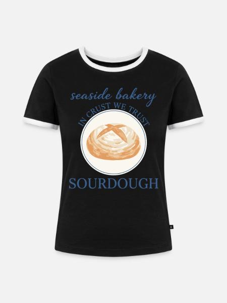 Sauerteigbrot Backbäcker Lokale Sauerteigära - Frauen Kontrast-T-Shirt - Schwarz/Weiß