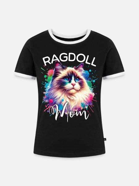 Ragdoll Katze Mama - Frauen Kontrast-T-Shirt - Schwarz/Weiß