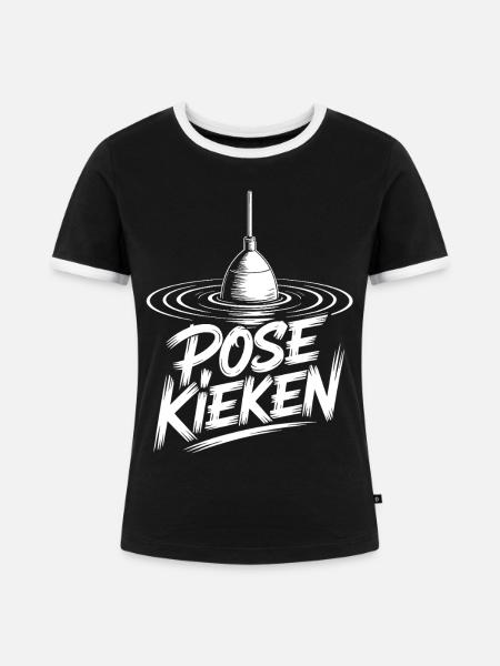 Pose Kieken Angeln - Frauen Kontrast-T-Shirt - Schwarz/Weiß