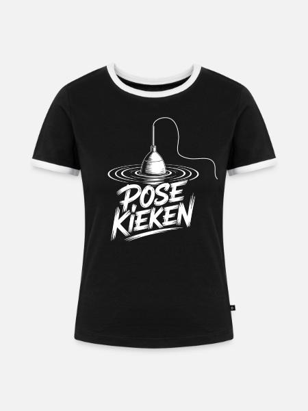 Angler Pose Design - Frauen Kontrast-T-Shirt - Schwarz/Weiß