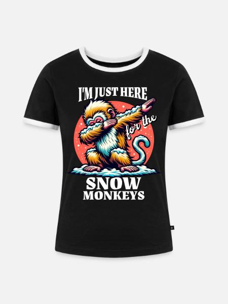 Lustige Schneeaffe Sprüche - Frauen Kontrast-T-Shirt - Schwarz/Weiß