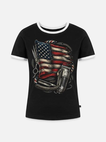 Barber Barbier - Frauen Kontrast-T-Shirt - Schwarz/Weiß