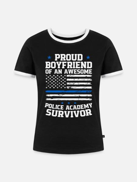 Stolzer Freund einer großartigen Polizeiakademie - Frauen Kontrast-T-Shirt - Schwarz/Weiß