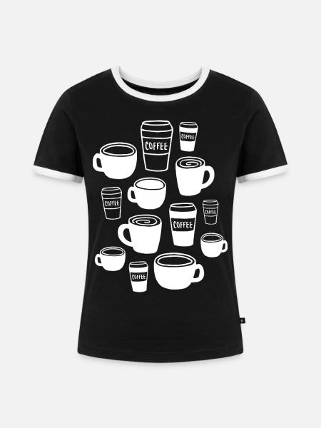 Coffee Kaffeebecher - Frauen Kontrast-T-Shirt - Schwarz/Weiß