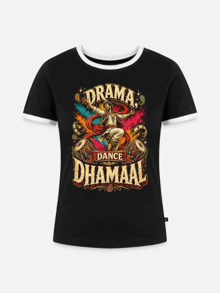 Bollywood Drama Dance Dhamaal - Frauen Kontrast-T-Shirt - Schwarz/Weiß