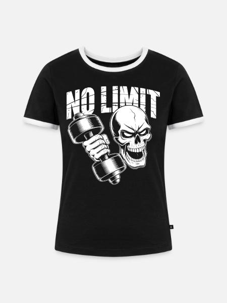 No Limit Gym - Frauen Kontrast-T-Shirt - Schwarz/Weiß