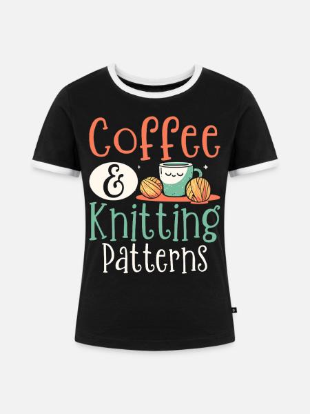 Kaffee Stricken Strickerin - Frauen Kontrast-T-Shirt - Schwarz/Weiß