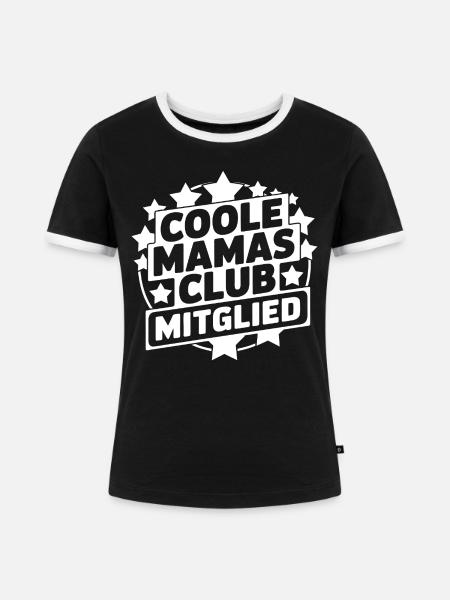 Cooler Mamas Club Mitglied - Frauen Kontrast-T-Shirt - Schwarz/Weiß