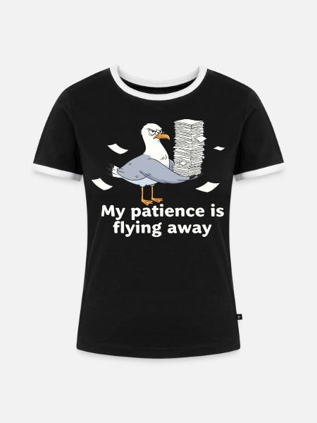 Möwe Geduld am Ende - Frauen Kontrast-T-Shirt - Schwarz/Weiß