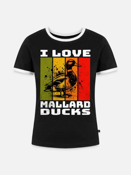 Mallard Duck Stockente - Frauen Kontrast-T-Shirt - Schwarz/Weiß