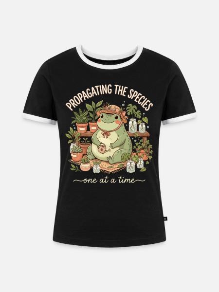 Vermehrung der Art, Garten-Mama - Frauen Kontrast-T-Shirt - Schwarz/Weiß