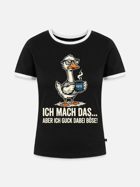 Gans Kaffee - Frauen Kontrast-T-Shirt - Schwarz/Weiß