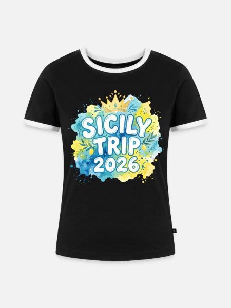 Sizilien 2026 - Frauen Kontrast-T-Shirt - Schwarz/Weiß