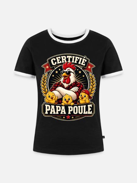Zertifizierter Chicken Dad - Frauen Kontrast-T-Shirt - Schwarz/Weiß