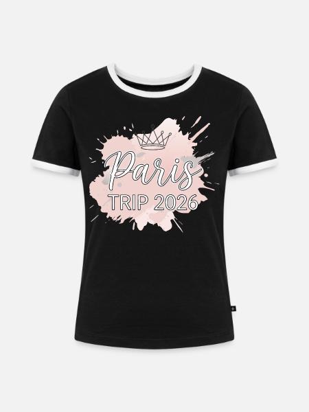 Paris Trip 2026 - Frauen Kontrast-T-Shirt - Schwarz/Weiß
