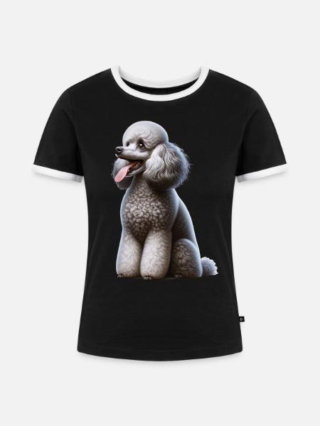 Pudel Poodle - Frauen Kontrast-T-Shirt - Schwarz/Weiß