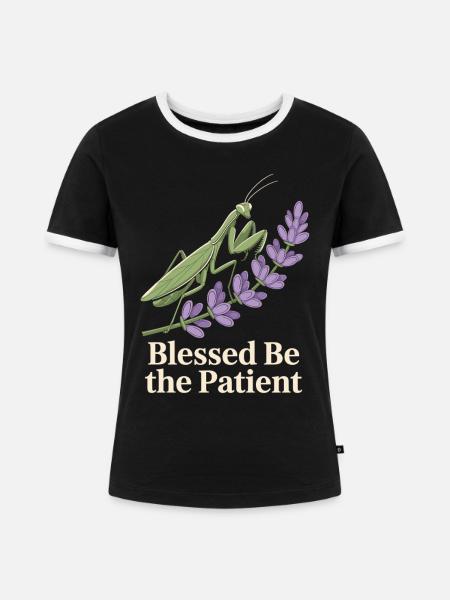 Gottesanbeterin Lavendel - Frauen Kontrast-T-Shirt - Schwarz/Weiß