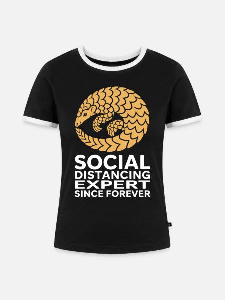 Social Distancing Expert Gürteltier - Frauen Kontrast-T-Shirt - Schwarz/Weiß