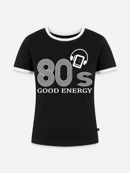 80er Jahre - Frauen Kontrast-T-Shirt - Schwarz/Weiß
