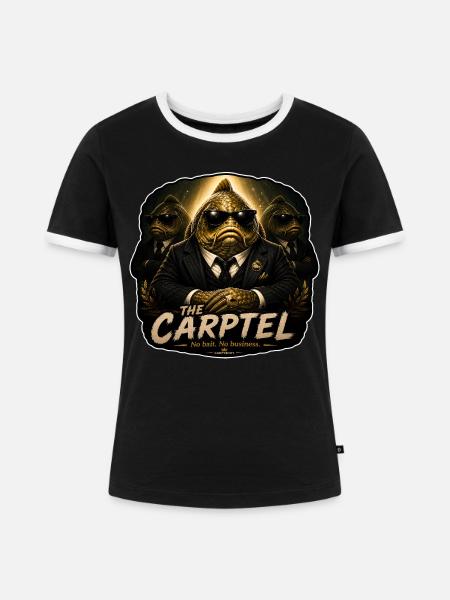 Das Carptel Funny Karpfenfischerei-Design - Frauen Kontrast-T-Shirt - Schwarz/Weiß
