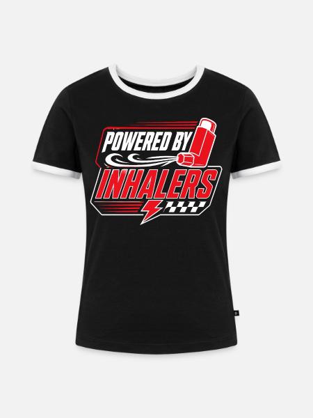 Asthma Asthmatiker Powered By Inhalers - Frauen Kontrast-T-Shirt - Schwarz/Weiß