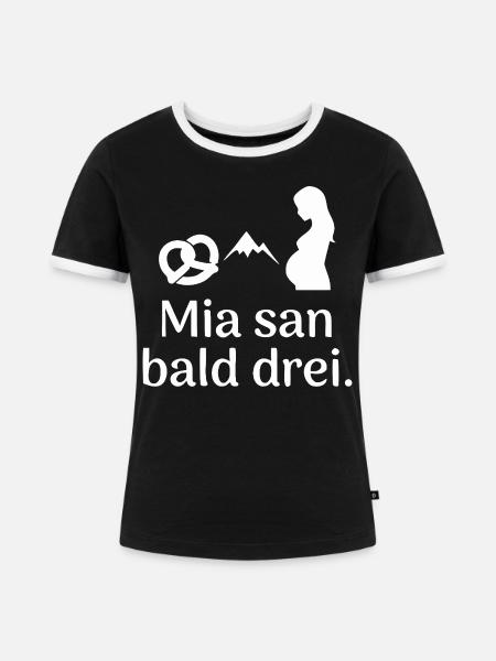 Bayrisch Babybauch - Frauen Kontrast-T-Shirt - Schwarz/Weiß