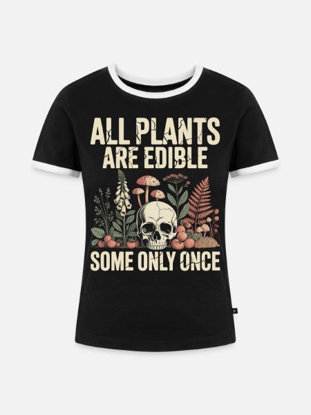 Schädelernte essbare Pflanzen - Frauen Kontrast-T-Shirt - Schwarz/Weiß