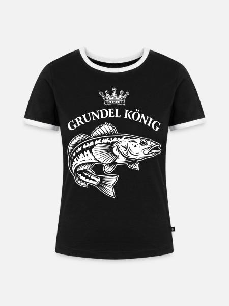 Grundel König Fischgrafik - Frauen Kontrast-T-Shirt - Schwarz/Weiß