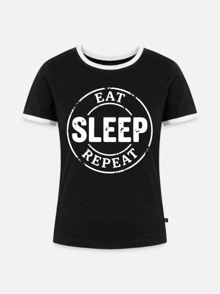 Eat Sleep Repeat Stempel - Frauen Kontrast-T-Shirt - Schwarz/Weiß