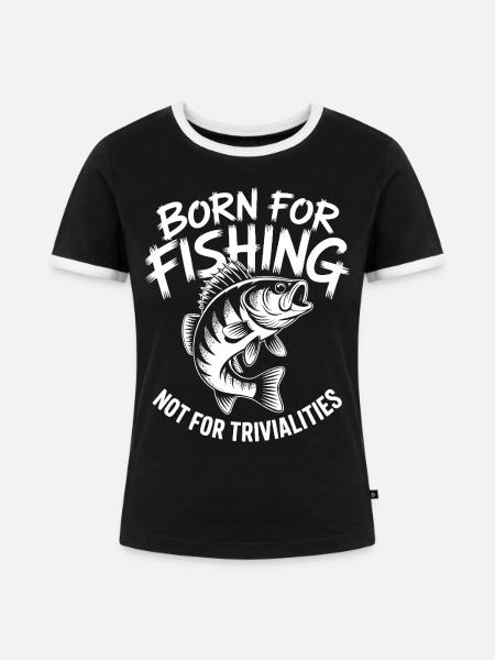 Angeln statt Arbeit - Frauen Kontrast-T-Shirt - Schwarz/Weiß