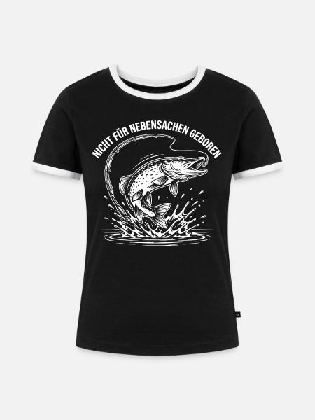 Angeln Humor - Frauen Kontrast-T-Shirt - Schwarz/Weiß