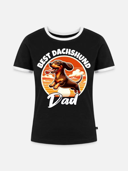 Dackel Papa - Frauen Kontrast-T-Shirt - Schwarz/Weiß