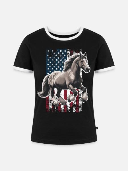 Belgian Draft US Belgisches Zugpferd - Frauen Kontrast-T-Shirt - Schwarz/Weiß