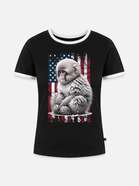 Snow Monkey US Schneeaffe - Frauen Kontrast-T-Shirt - Schwarz/Weiß
