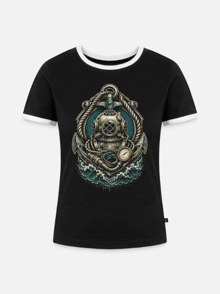 Tiefseearbeiter - Frauen Kontrast-T-Shirt - Schwarz/Weiß