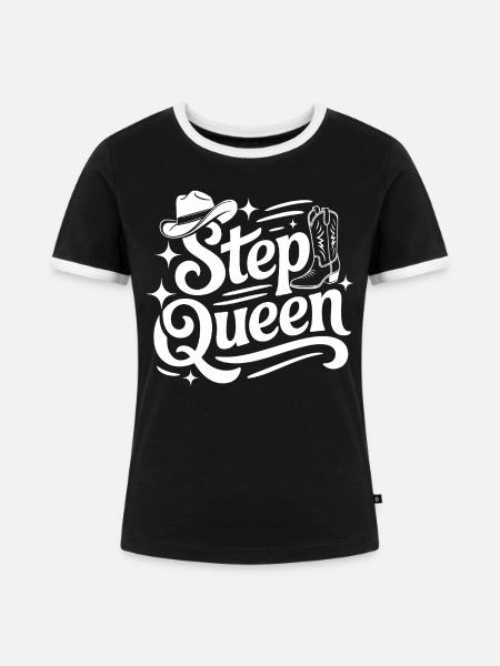 Step Queen Western Line Dance - Frauen Kontrast-T-Shirt - Schwarz/Weiß