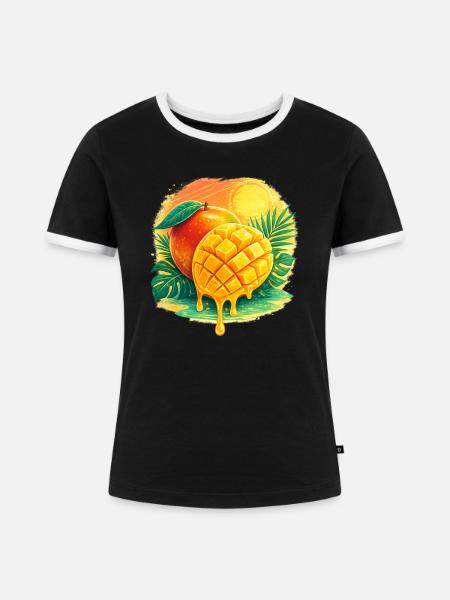 Mango Paradise - Frauen Kontrast-T-Shirt - Schwarz/Weiß
